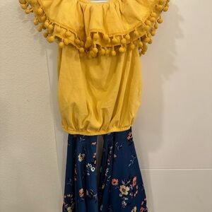 Charming Yellow and Floral Blue Kids Set